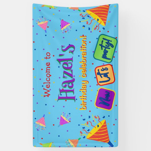 Kleurrijke gepersonaliseerde verjaardagsbanner spandoek (Verticaal)