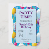 Kleurrijke gepersonaliseerde verjaardagsuitnodigin kaart (Voorkant)