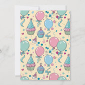 Kleurrijke gepersonaliseerde verjaardagsuitnodigin kaart (Achterkant)