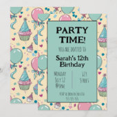 Kleurrijke gepersonaliseerde verjaardagsuitnodigin kaart (Voorkant / Achterkant)