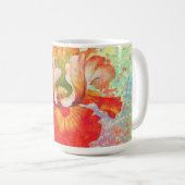 Kleurrijke geplateerde Mok met Iris in Oranje (Voorkant rechts)