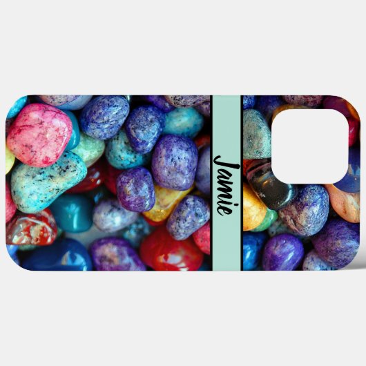 Kleurrijke gepolijst Rocks met naam Case-Mate iPhone Case (Achterkant (horizontaal))