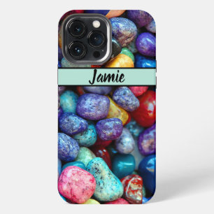 Kleurrijke Gepolijste Stenen met Naam iPhone 13 Pro Max Hoesje