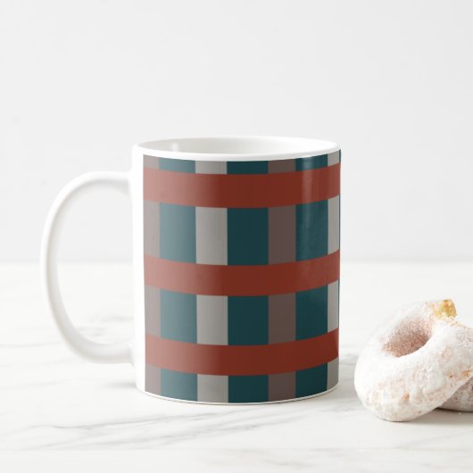 Kleurrijke geposte controles koffiemok (Met donut)