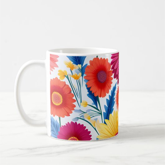 Kleurrijke Gerbera Daisies Bloemen Koffiemok (Links)