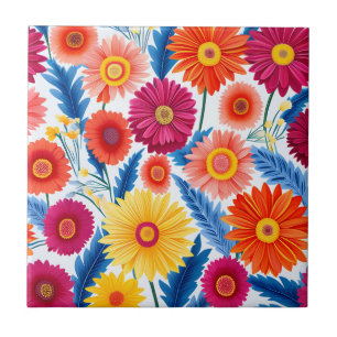 Kleurrijke Gerbera Daisies Bloemen Tegeltje