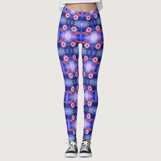 Kleurrijke Gerberas Leggings (Voorkant)
