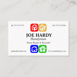 Kleurrijke Gereedschappen en Huizen Aannemer Bouwe Visitekaartje