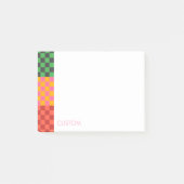 Kleurrijke Geruite Aangepaste Naam  Post-it® Notes (Voorkant)