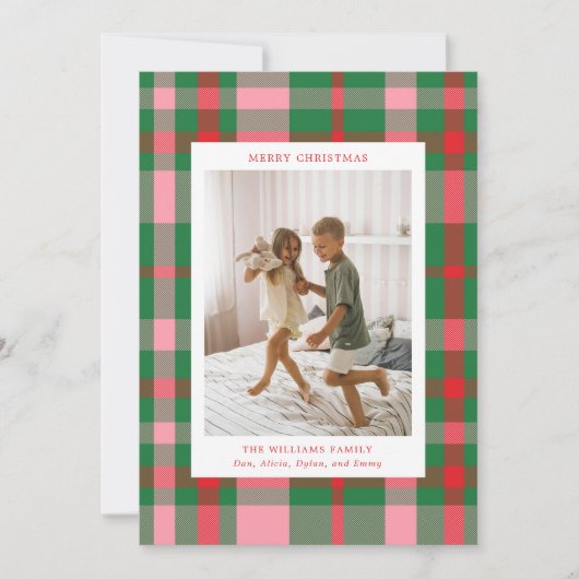 Kleurrijke geruite foto feestdagenkaart (Voorkant)