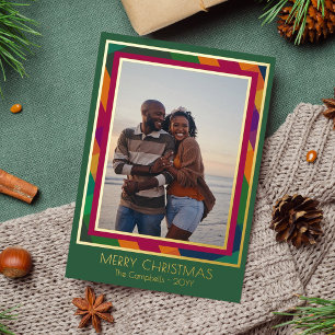 Kleurrijke geruite fotolijst Kerst foto's Folie Feestdagenkaart