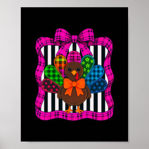 Kleurrijke geruite kalkoen met sterren Thanksgivin Poster