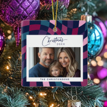 Kleurrijke geruite kerstfoto