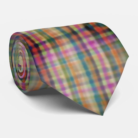 Kleurrijke geruite patroon stropdas (Opgerold)