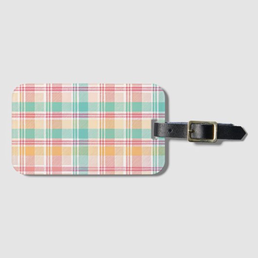 Kleurrijke geruite plaid bagagelabel (Voorkant (horizontaal))