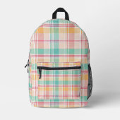 Kleurrijke geruite plaid bedrukte rugzak (Voorkant)