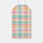 Kleurrijke geruite plaid cadeaulabel (Voorkant)