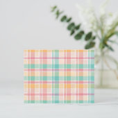 Kleurrijke geruite plaid feestdagenkaart (Staand voorkant)