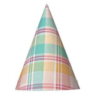 Kleurrijke geruite plaid feesthoedjes