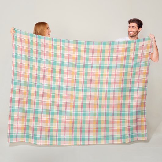 Kleurrijke geruite plaid fleece deken (In situ)