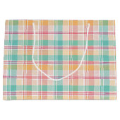 Kleurrijke geruite plaid groot cadeauzakje (Voorkant)