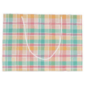 Kleurrijke geruite plaid groot cadeauzakje (Achterkant)