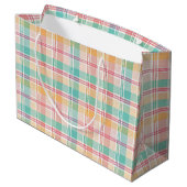 Kleurrijke geruite plaid groot cadeauzakje (Achterkant Gekanteld)