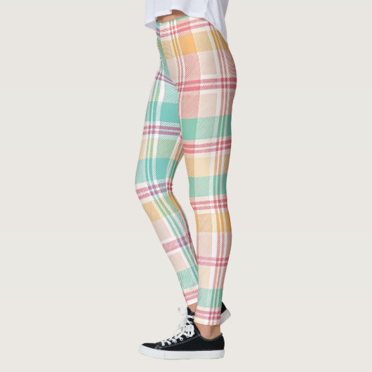 Kleurrijke geruite plaid leggings (Links)
