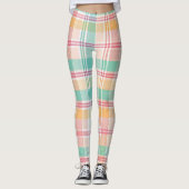 Kleurrijke geruite plaid leggings (Voorkant)