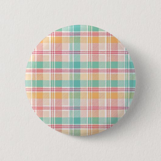Kleurrijke geruite plaid ronde button 5,7 cm (Voorkant)
