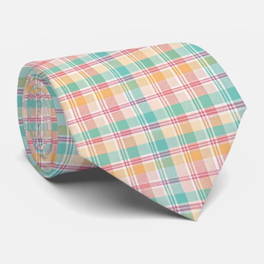 Kleurrijke geruite plaid stropdas (Opgerold)