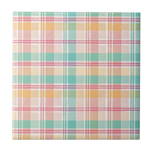 Kleurrijke geruite plaid tegeltje (Voorkant)