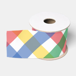 Kleurrijke geruite rasterpatroon lint, primaire kl grosgrain lint