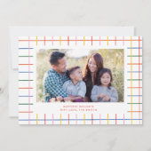 Kleurrijke Geruite Schattigee Foto Vakantie Kaart (Voorkant)