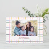 Kleurrijke Geruite Schattigee Foto Vakantie Kaart (Staand voorkant)