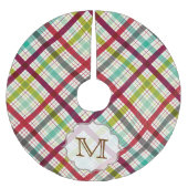 Kleurrijke geruite Tartan Monogram Initialen boomr Kerstboom Rok (Voorkant)
