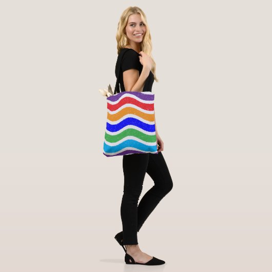 Kleurrijke  gescheurd papier Effect Custom Tote Bag (Op model)