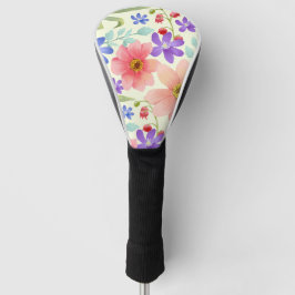 Kleurrijke geschilderde bloemen golfheadcover