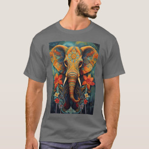 Kleurrijke geschilderde olifant Dierenkunst famili T-shirt