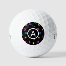Kleurrijke geschilderde pootafdrukken monogram golfballen
