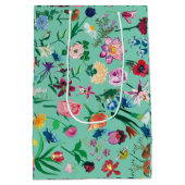 Kleurrijke gesorteerde lentevloerbloemen Mint Acht Medium Cadeauzakje (Achterkant)