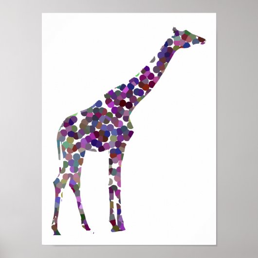 Kleurrijke gespikkelde Giraffe Poster (Voorkant)