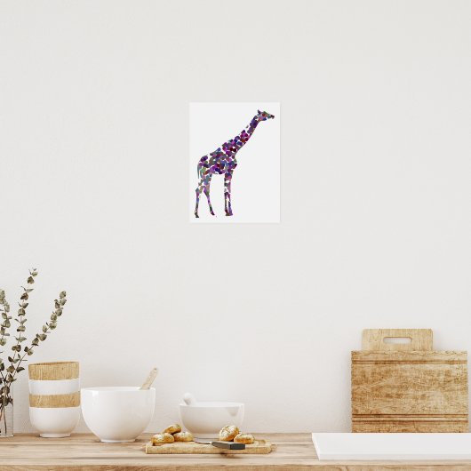 Kleurrijke gespikkelde Giraffe Poster (Keuken)