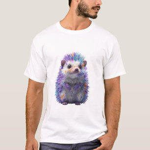 Kleurrijke gespikkelde verf egelmannen t-shirt
