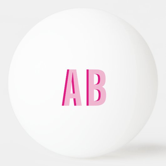 Kleurrijke Gestapelde Roze 2 Letter Monogram Pingpongbal (Voorkant)