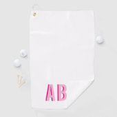Kleurrijke Gestapelde Roze 3 Letter Monogram Golfhanddoek (Insitu)