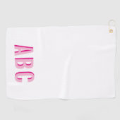 Kleurrijke Gestapelde Roze 3 Letter Monogram Golfhanddoek (Horizontaal)