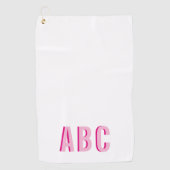 Kleurrijke Gestapelde Roze 3 Letter Monogram Golfhanddoek (Voorkant)