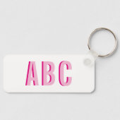 Kleurrijke Gestapelde Roze 3 Letter Monogram Sleutelhanger (Voorkant)