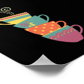 Kleurrijke gestapelde thee/koffiekopjes, mokken vo poster (Hoek)